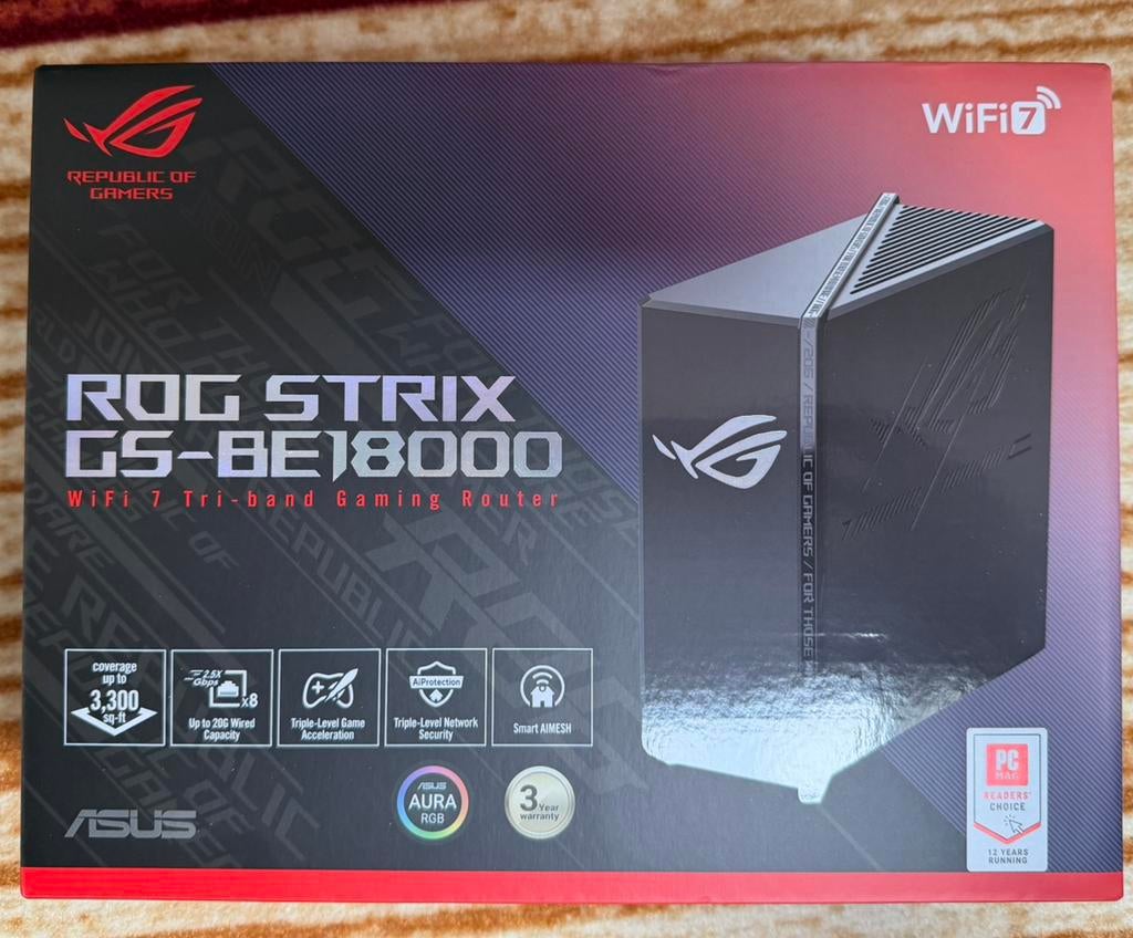 ASUS ROG Strix GS-BE18000 Routeur de jeu tri-bande WiFi 7, Enlèvement ou Envoi, Neuf, Routeur avec modem