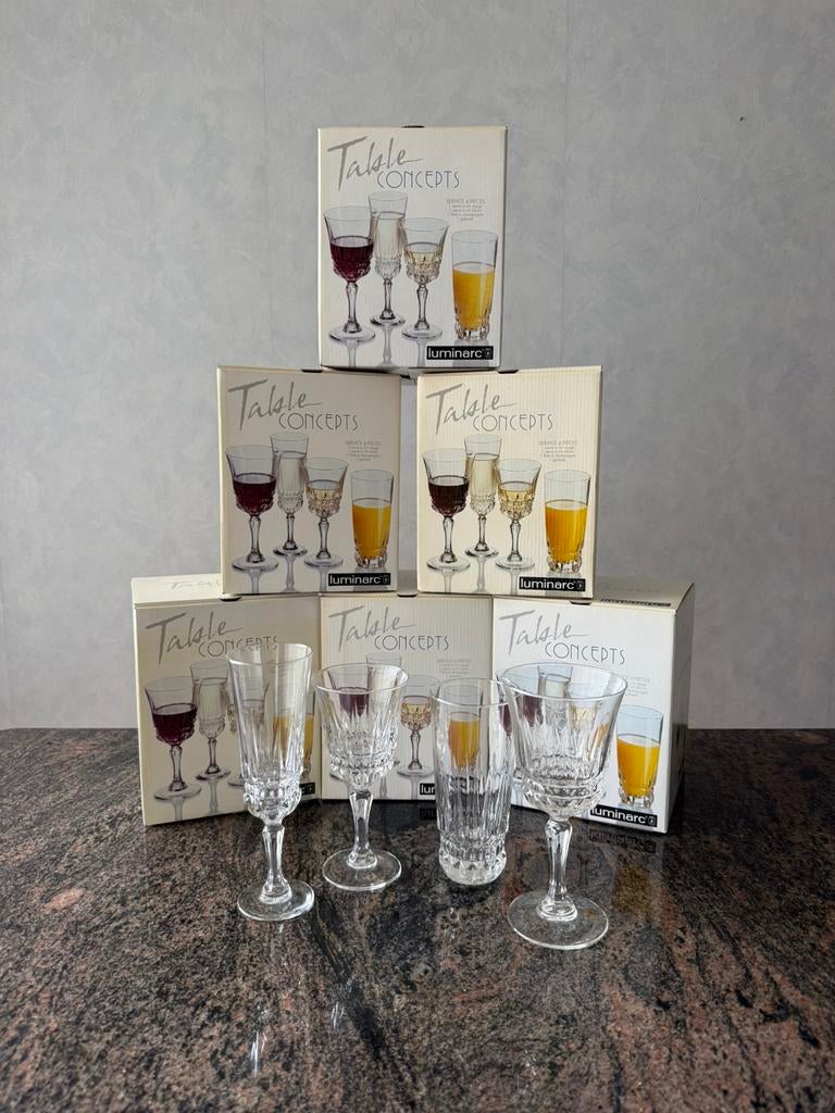 Luminarc Table Concepts glazen – NIEUW — 24 stuks (6 sets), Ophalen, Zo goed als nieuw, Waterglas