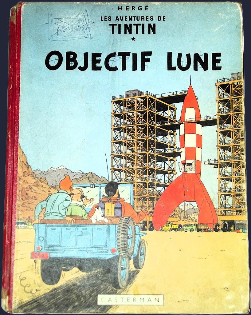 Tintin : Objectif Lune - 1953 EO, Livres, Une BD, Enlèvement ou Envoi, Utilisé, Hergé