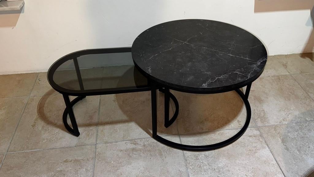 TABLES BASSES RONDES/OVALES EN MARBRE DE VERRE POUR 100 EURO, Maison & Meubles, Moins de 50 cm, Comme neuf, Verre, Enlèvement
