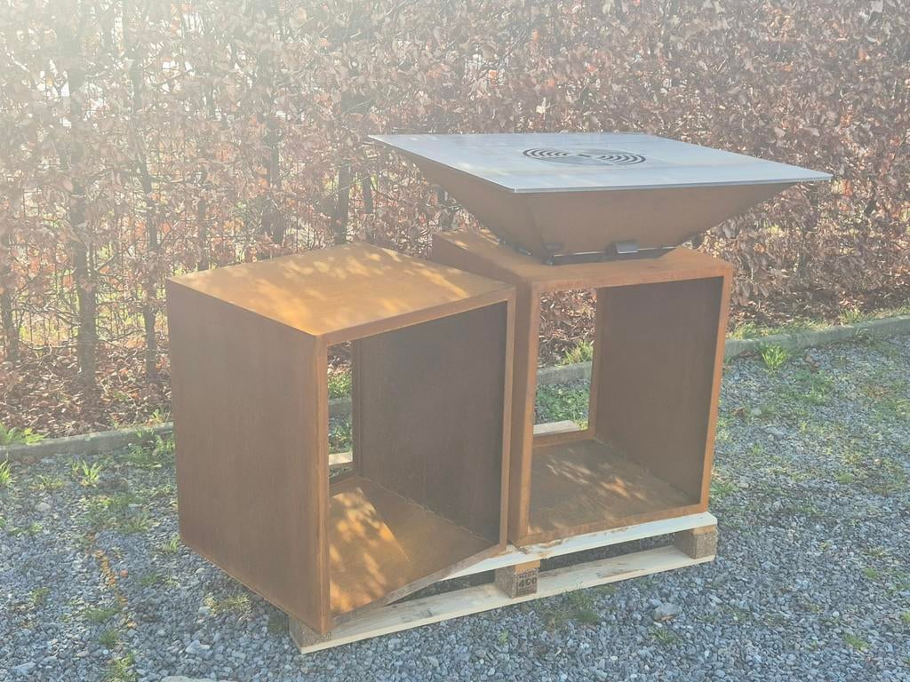 Plancha brasero barbecue corten, Enlèvement, Neuf, Avec accessoires