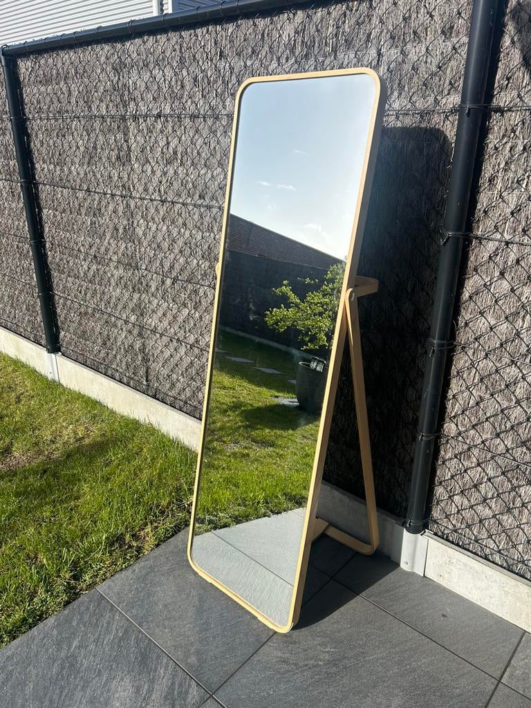 Grote spiegel met hout, Ophalen, Zo goed als nieuw