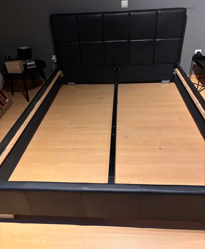 GRATUIT - Lit double - 160x200 - Noir, Comme neuf, Enlèvement, 200 cm, Bois