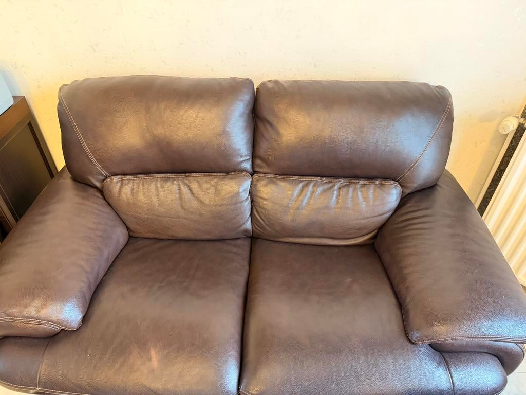 Canapé 2 places en cuir, Ophalen, Zo goed als nieuw, Leer