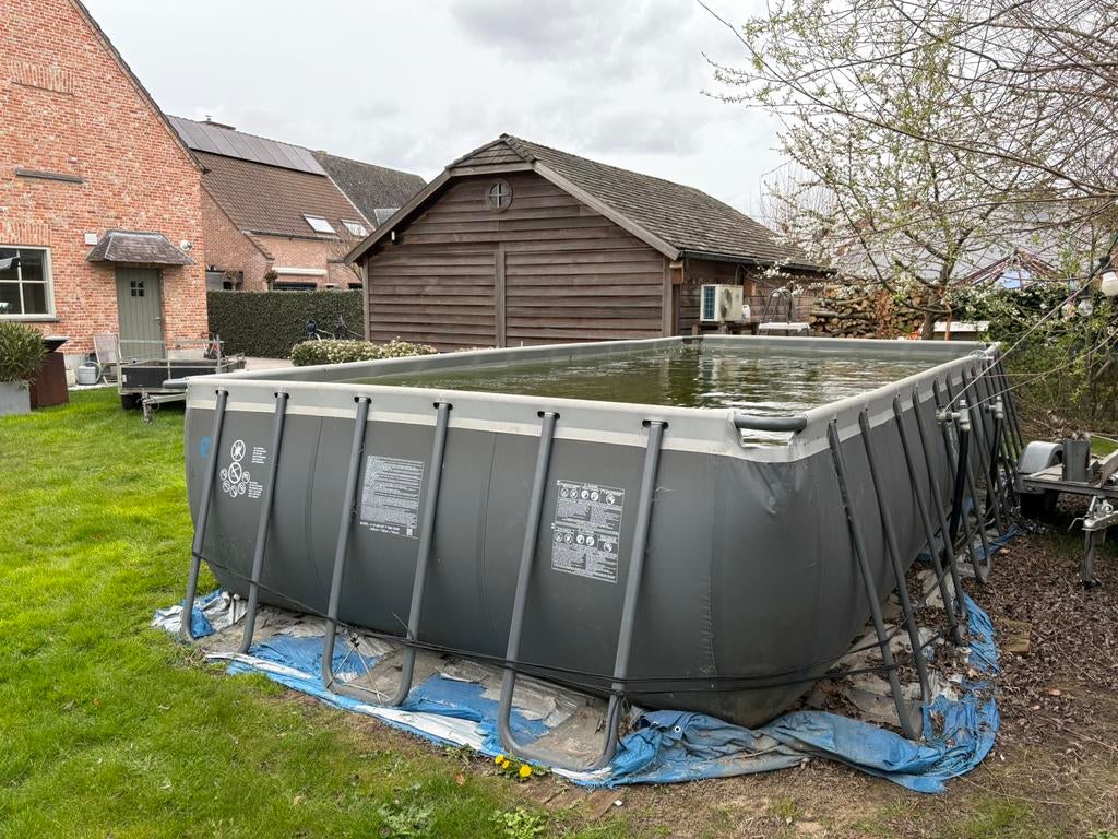 Zwembad, warmtepomp, zandfilter, Tuin en Terras, Zwembaden, Gebruikt, 300 cm of meer, 400 cm of meer, Rechthoekig
