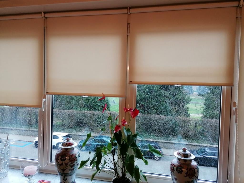 4 Luxaflex rolgordijnen, licht beige, Huis en Inrichting, Ophalen, Beige