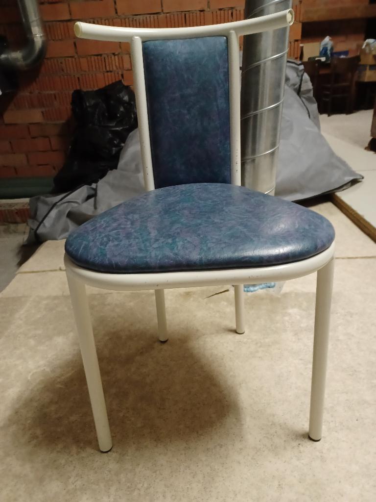 5 Keukenstoelen, Huis en Inrichting, Stoelen, Ophalen, Gebruikt, Blauw, Metaal