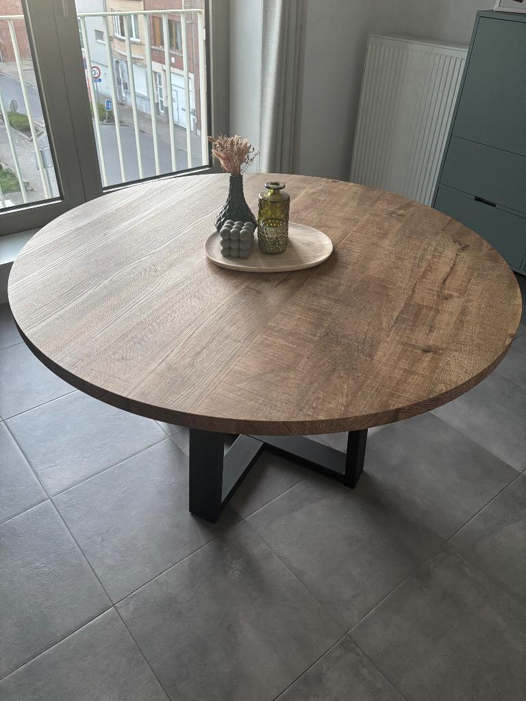 Eettafel, Huis en Inrichting, Tafels | Eettafels, Ophalen, 100 tot 150 cm, Rond, Zo goed als nieuw