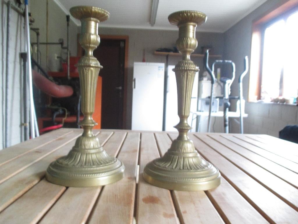 2 Vintage messing kandelaars, Antiek en Kunst, Ophalen of Verzenden, Koper