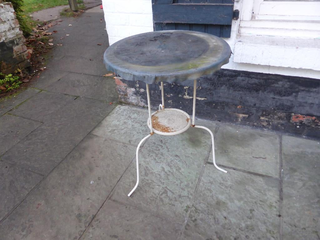 antiek rond tuintafeltje Ø 51cm, hoogte 68cm, Ophalen, Gebruikt, Rond, Metaal