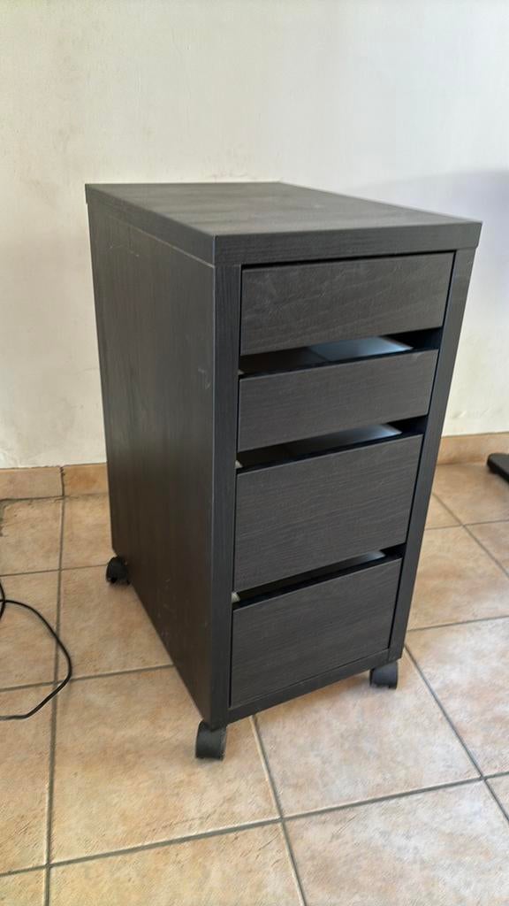MEUBLE BUREAU NOIR sur roulettes, Maison & Meubles, Enlèvement, Comme neuf