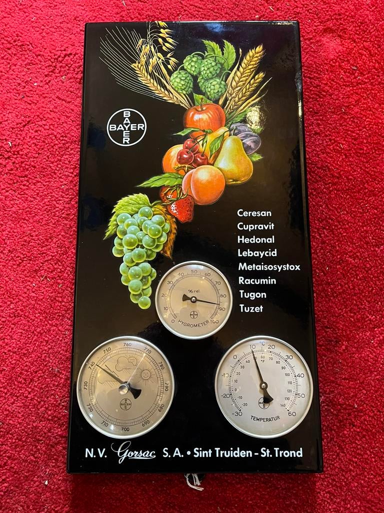 Thermomètre baromètre bayer sint truiden, Enlèvement ou Envoi, Utilisé, Panneau publicitaire