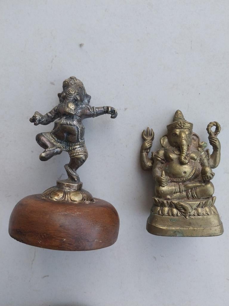 Twee bronzen Ganesha, Ophalen of Verzenden