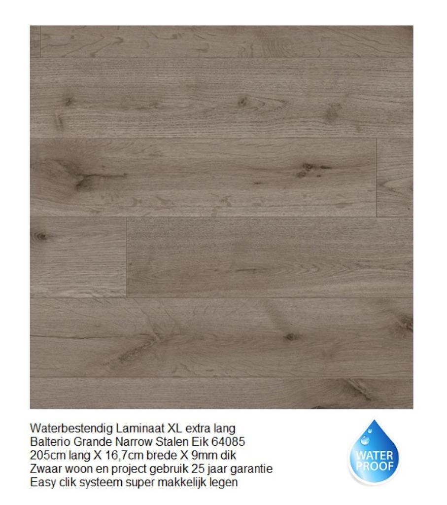 Waterbestendig Laminaat Stalen Eik Grijs 9mm dik €14,95m2, 75 m² of meer, Nieuw, Ophalen of Verzenden, Grijs