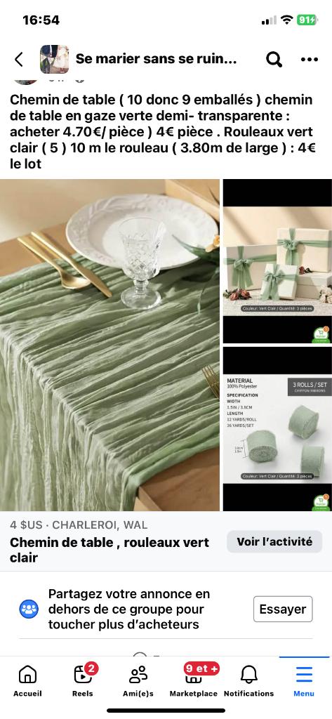 Chemin de table vert, Diversen, Cadeaupapier, Nieuw, Ophalen