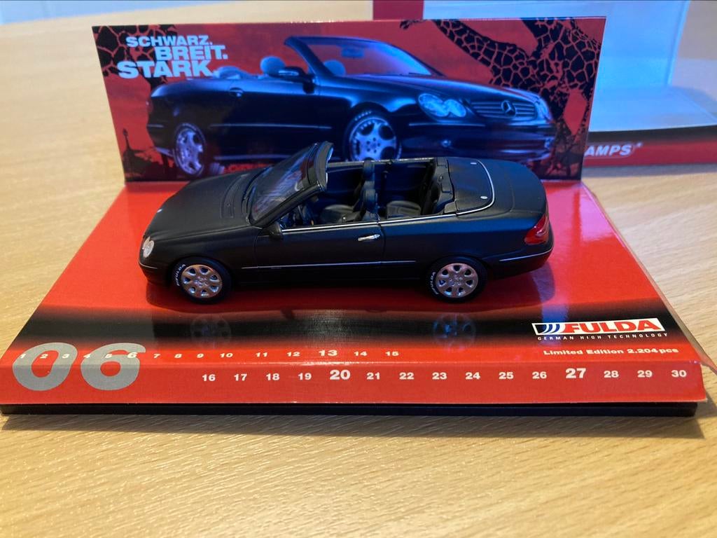 Mercedes CLK cabrio mat zwart Fulda 2002 Minichamps 1:43, Ophalen of Verzenden, Zo goed als nieuw