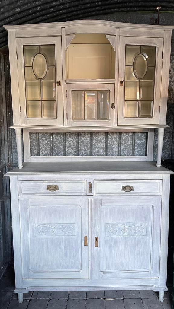 Armoire vitrine chêne 2 corps, Maison & Meubles, Armoires | Buffets, Avec tiroir(s), 100 à 150 cm, Enlèvement, Utilisé