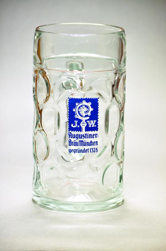 Chope Augustiner Brau Munchen Allemagne, Collections, Marques de bière, Utilisé, Chope(s), Enlèvement ou Envoi