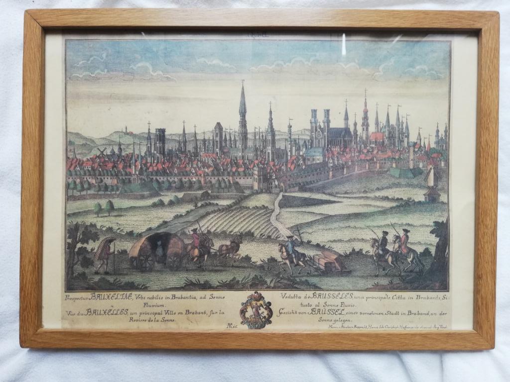 Antieke prent Brussel/Bruxelles, Antiquités & Art, Art | Lithographies & Sérigraphies, Enlèvement