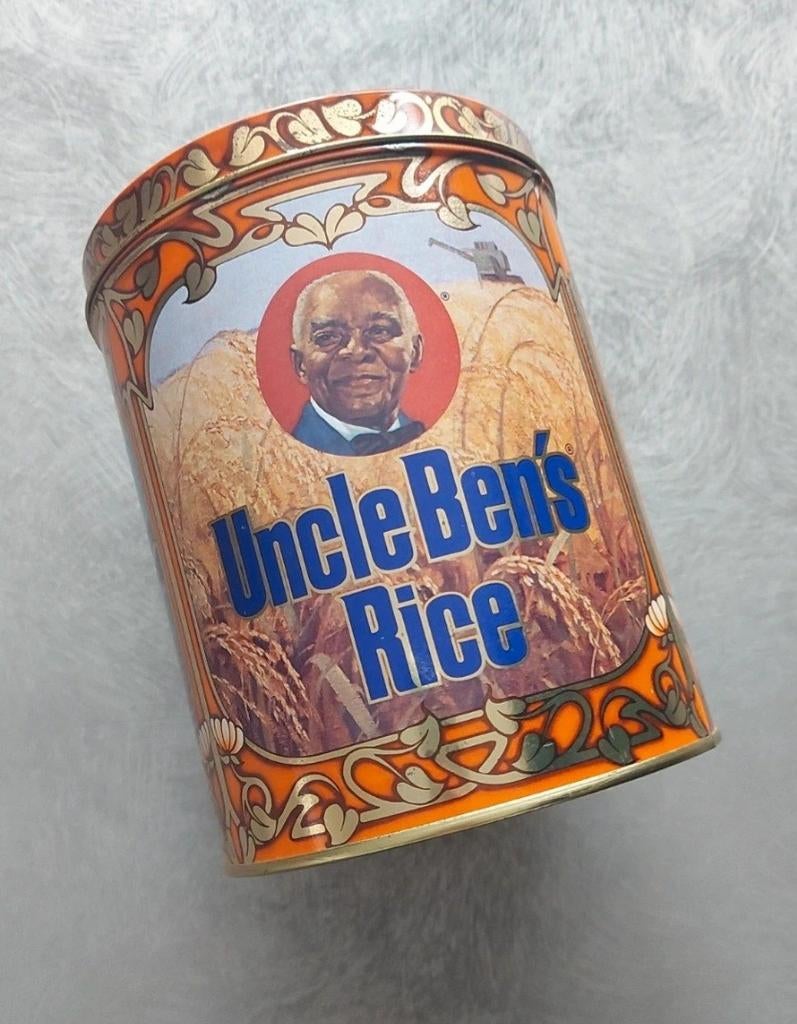 Uncle Bens vintage tinnen doos, Frankrijk, Oogstjaar 1970, Verzamelen, Blikken, Ophalen of Verzenden