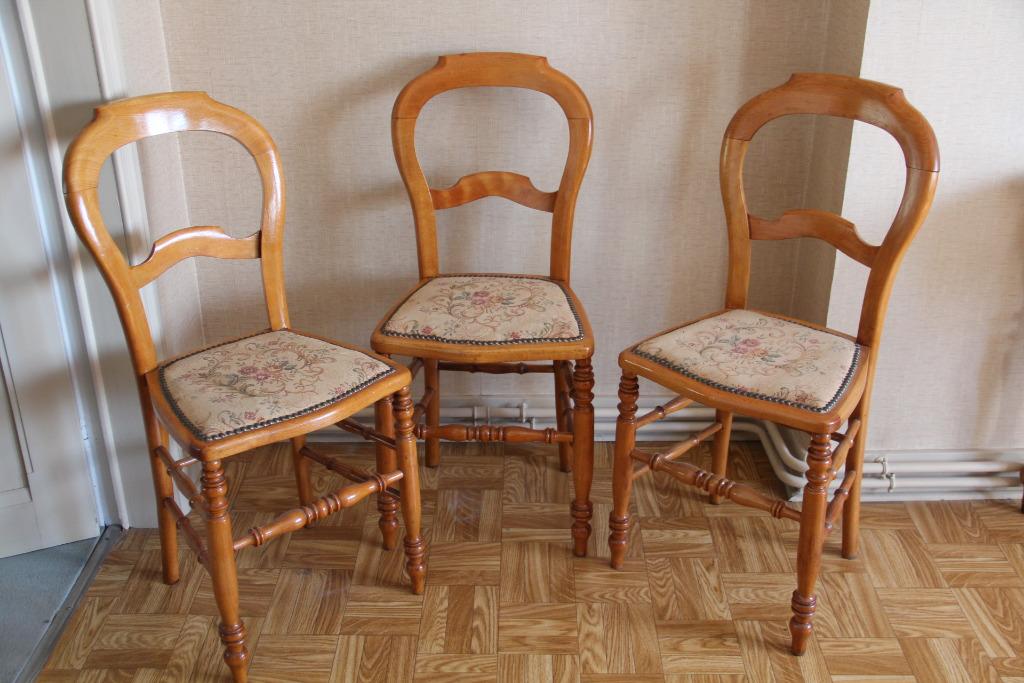 3 antieke gestoffeerde stoelen van Louis Philippe, Antiek en Kunst, Ophalen