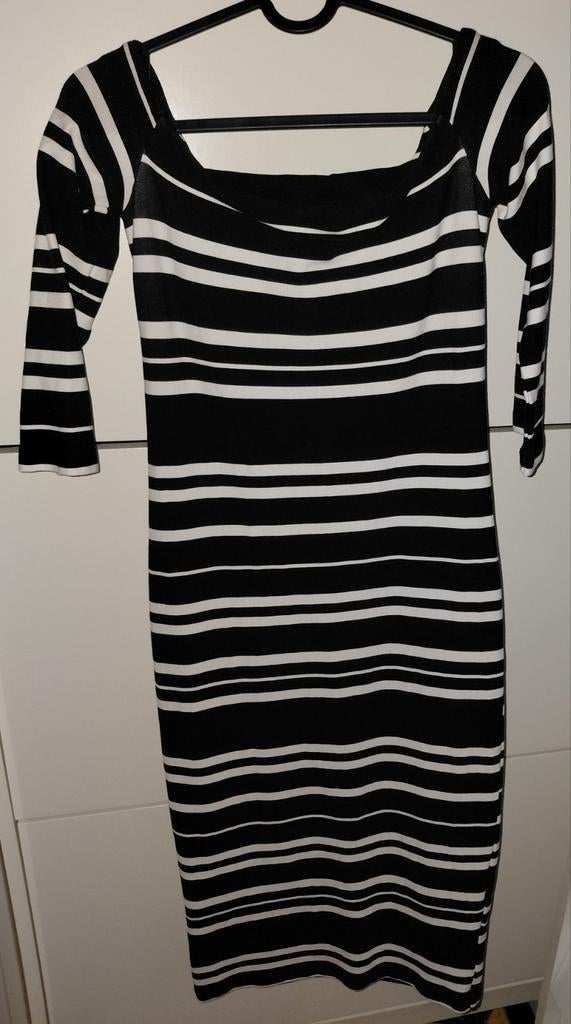 Robe noir et blanc, Kleding | Dames, Jurken, Ophalen, Zo goed als nieuw, Wit
