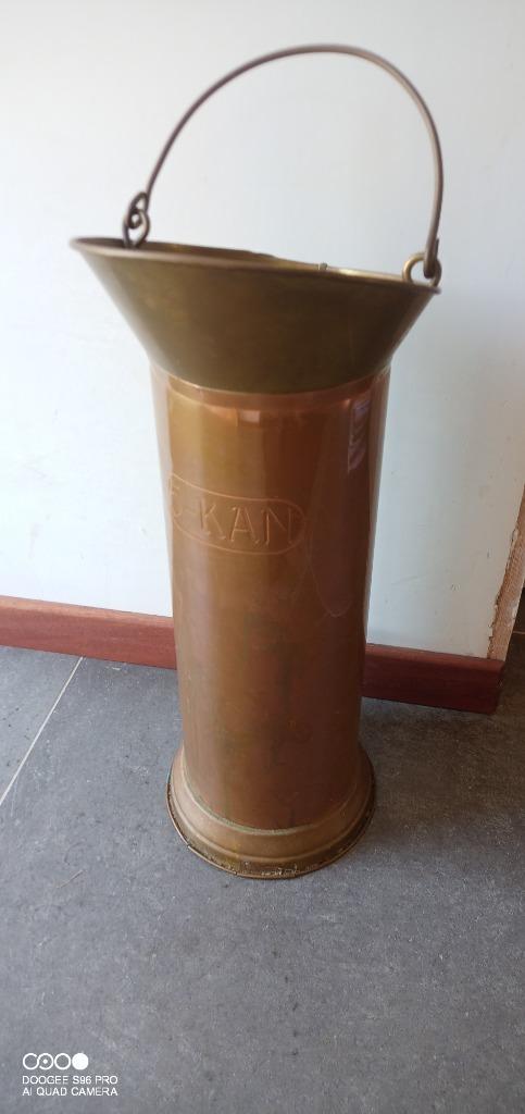 Houtskoolemmer copper - parapluhouder, Antiek en Kunst, Curiosa en Brocante, Ophalen of Verzenden