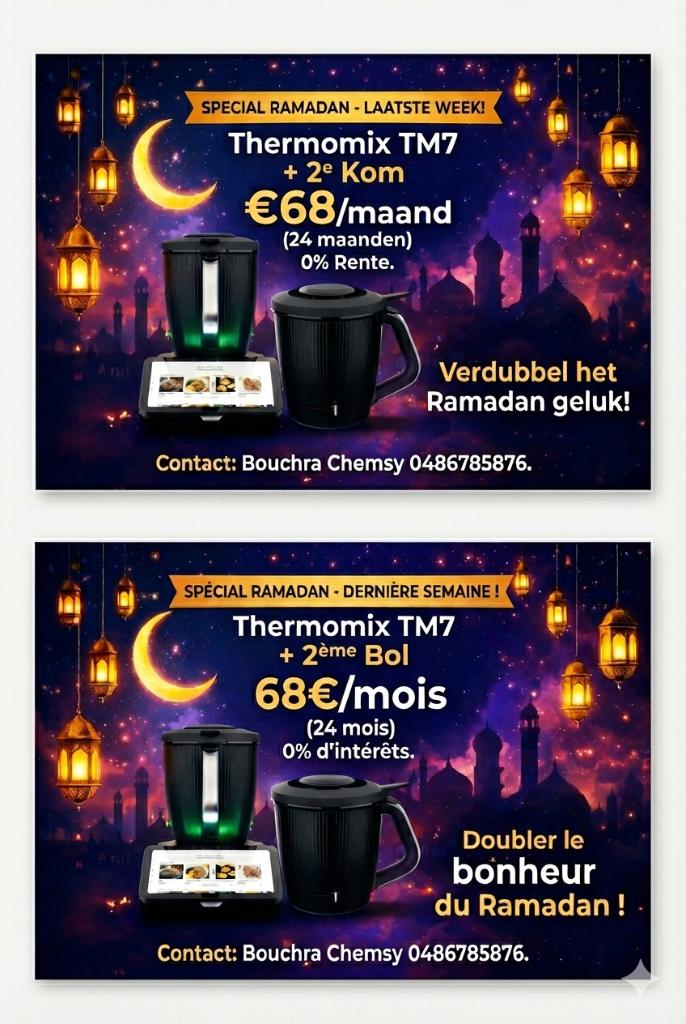 NIEUW Thermomix TM7 + 2e Kom - Ramadan Actie (0% Rente!), Elektronische apparatuur, Keukenmixers, Ophalen, Nieuw, 3 snelheden of meer