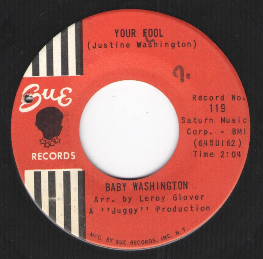Baby Washington – Your Fool - Popcorn ' 7, R&B et Soul, Single, Utilisé, 7 pouces