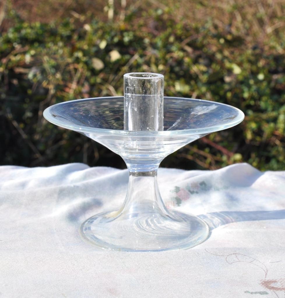 bougeoir en verre avec coupelle ronde, Enlèvement ou Envoi, Verre