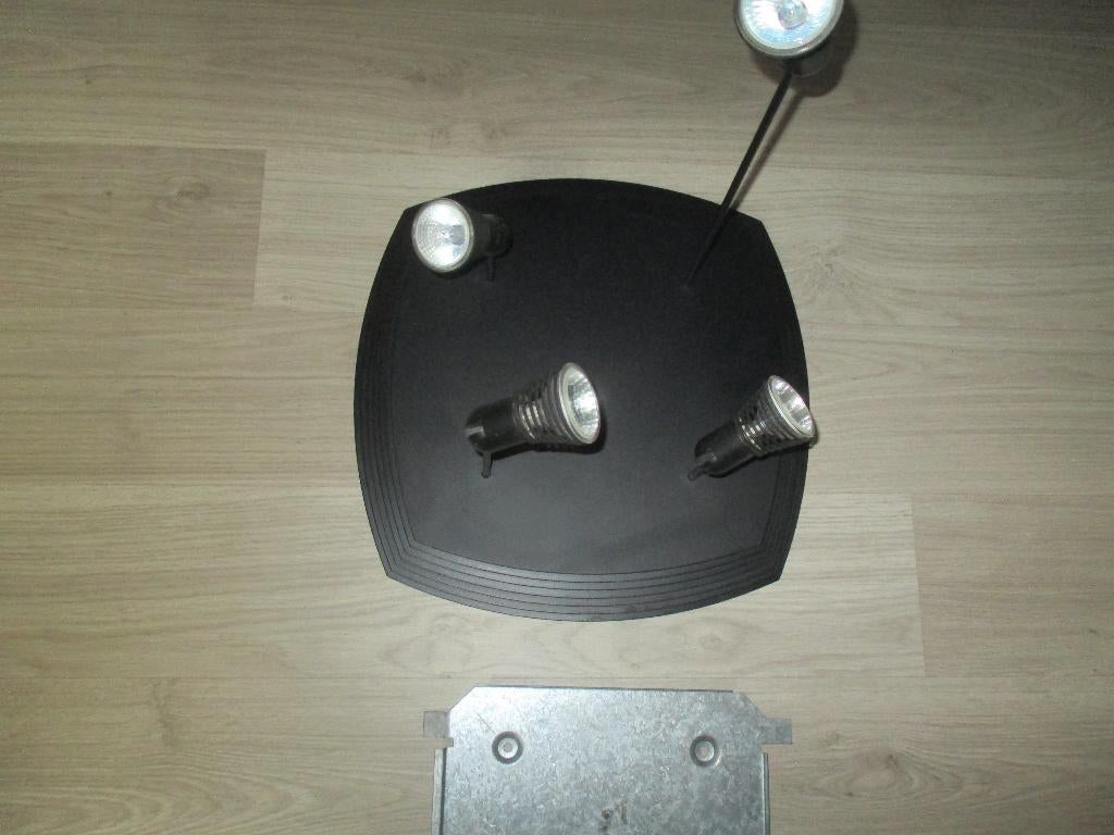 Vierkante plafondspot zwart 4-lichts draai- en kantelbaar, Ophalen of Verzenden, Zo goed als nieuw