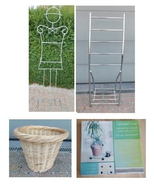 glazen plantenroller, dressboy, handdoekenrek, rieten mand, Huis en Inrichting, Ophalen of Verzenden, Mand