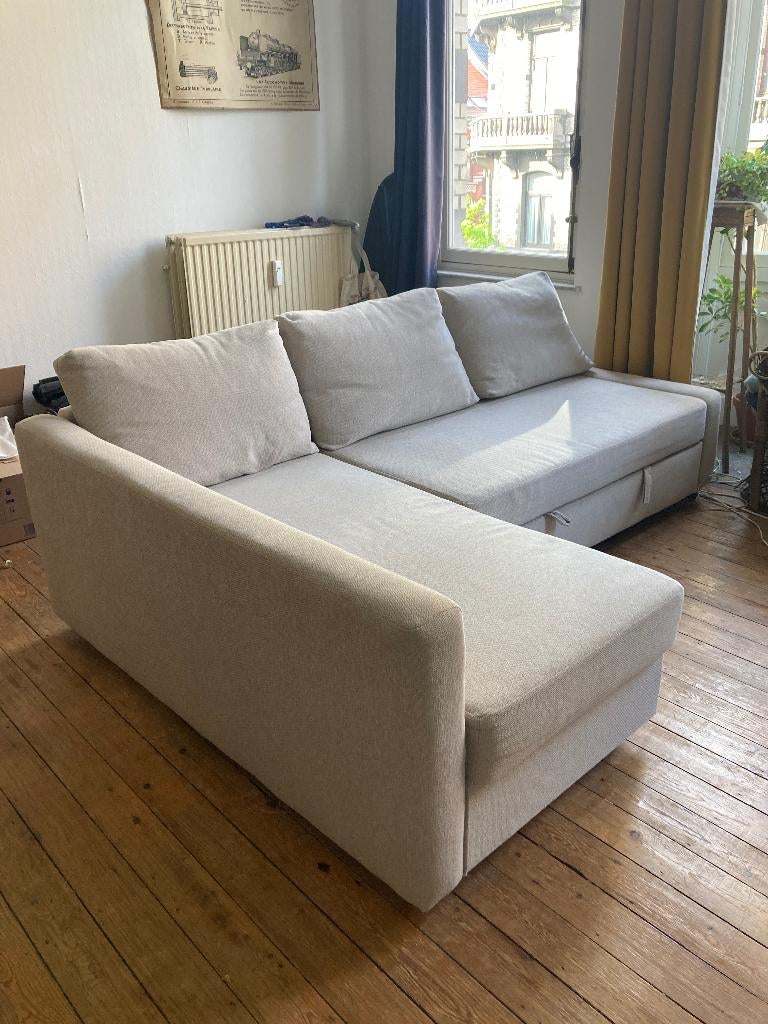 Canapé d’angle IKEA Friheten convertible - Crème/Beige, Trois personnes, Banc d'angle, 200 à 250 cm, Enlèvement
