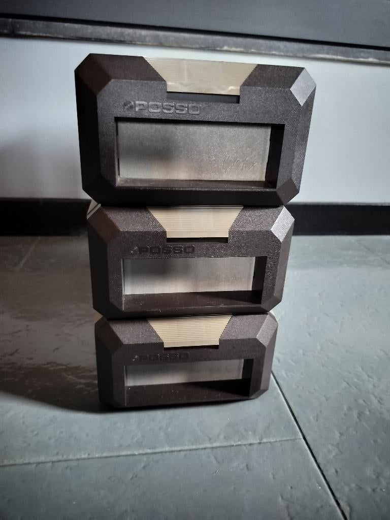 3x Vintage Posso "Media Box" Cassettehouders – Designed Tinz, TV, Hi-fi & Vidéo, Decks cassettes, Enlèvement, Autres marques
