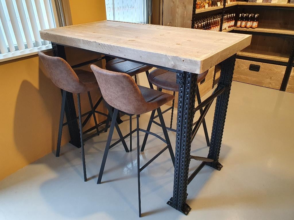 Unieke bartafel, statafel van steigerhout en staal elke maat, Ophalen, Nieuw