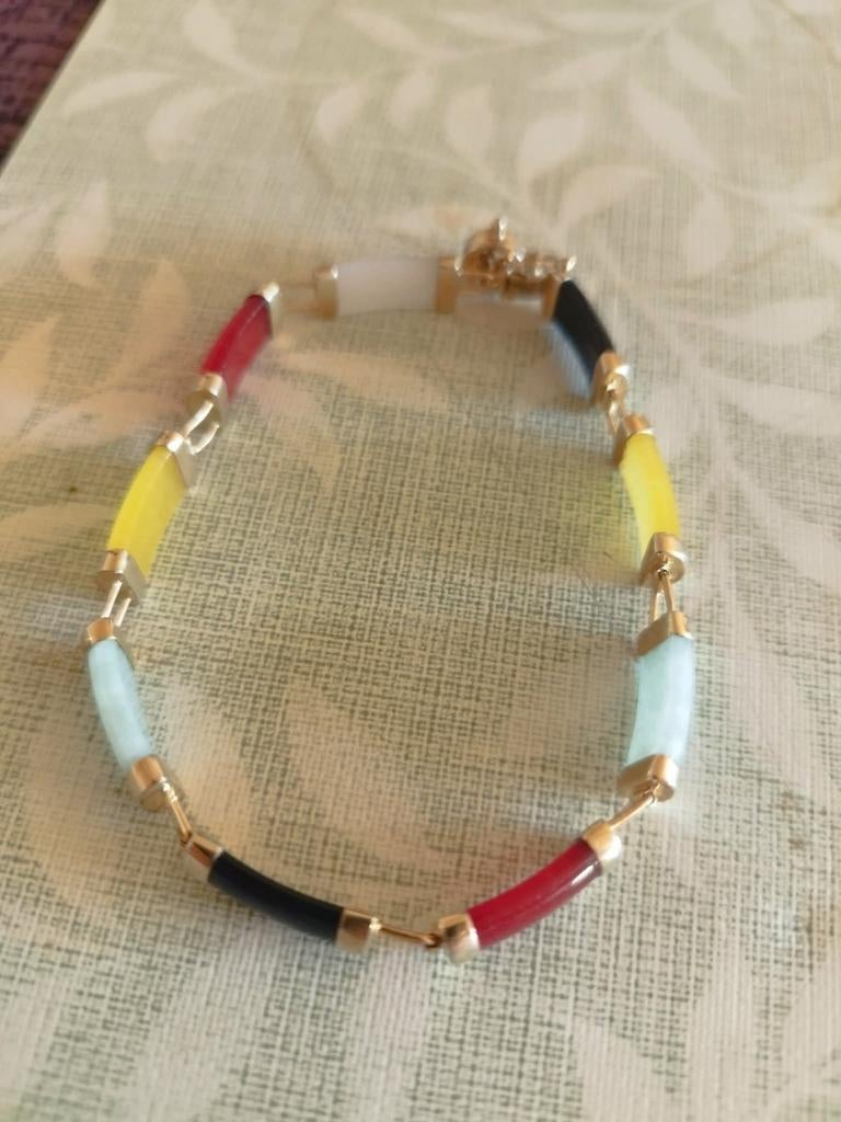 Bracelet en argent jade vintage, Argent, Argent