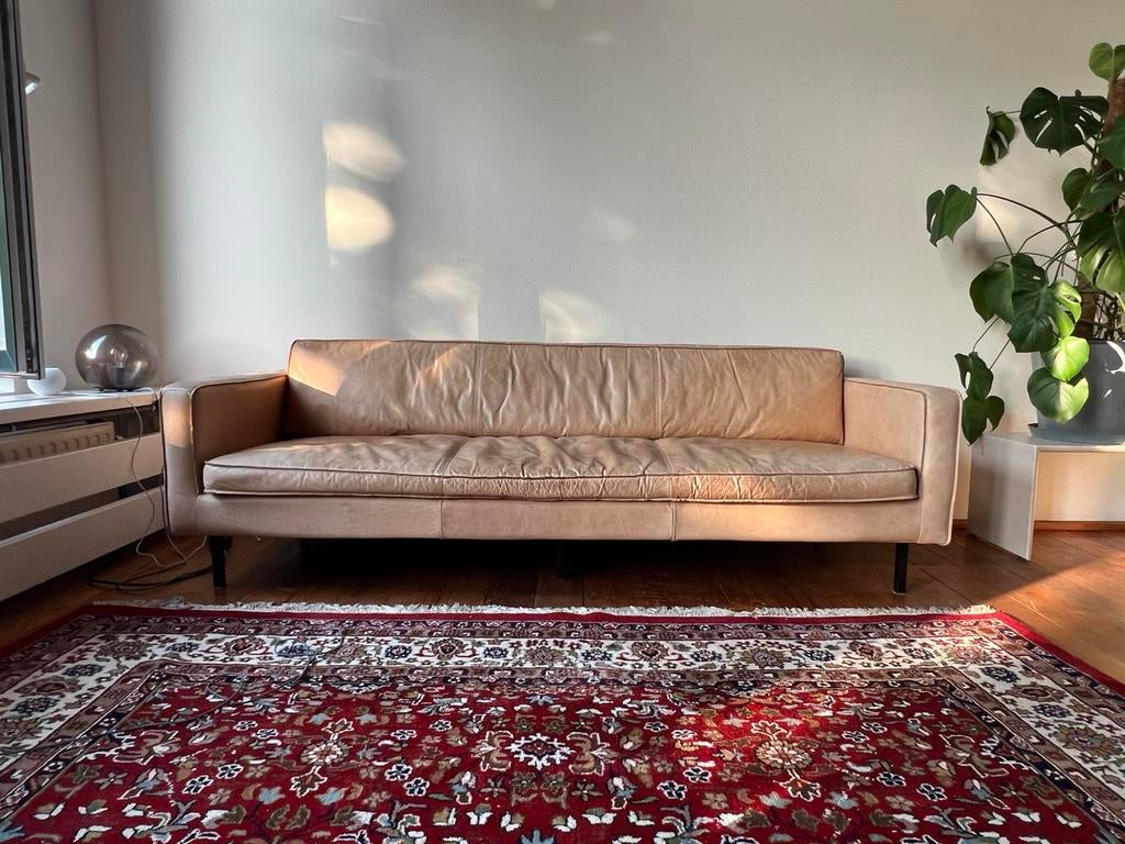 Furnified Gordon Lederen Zetel - Cognac, Maison & Meubles, Canapés | Salons, Enlèvement, Comme neuf