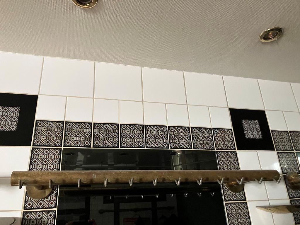 Vintage koperen worstenrek rek wand / butcher rail wandmodel, Ophalen of Verzenden, Gebruikt, Bakkerij en Slagerij