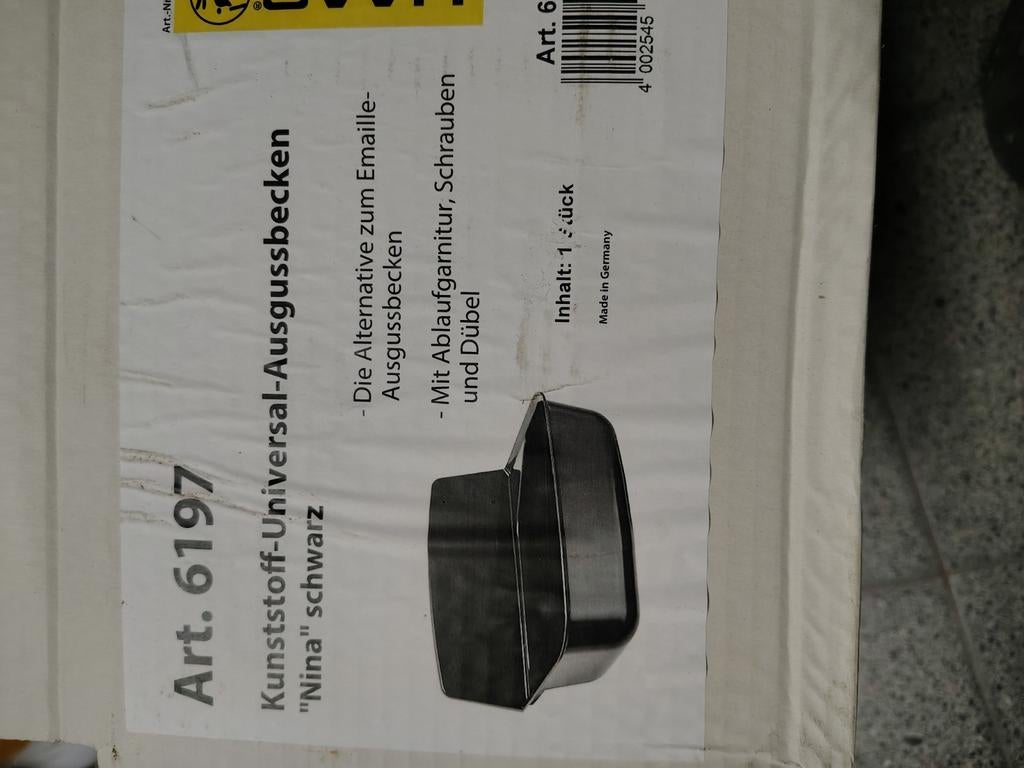 Wasbak in zwarte kunststof, Ophalen, Nieuw, Wastafel