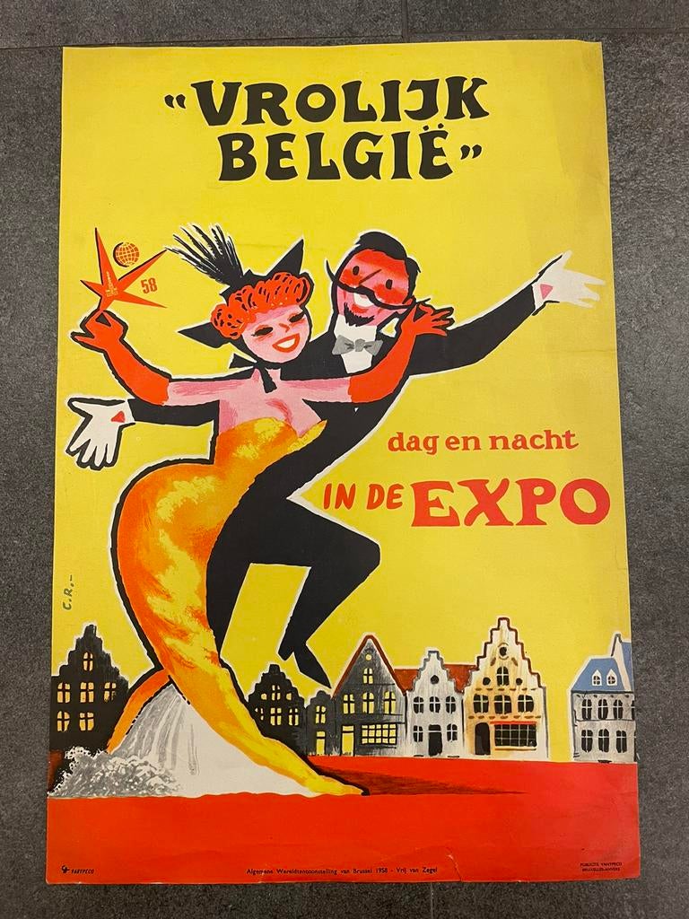 Affiche originale Belgique Joyeuse, Ophalen of Verzenden
