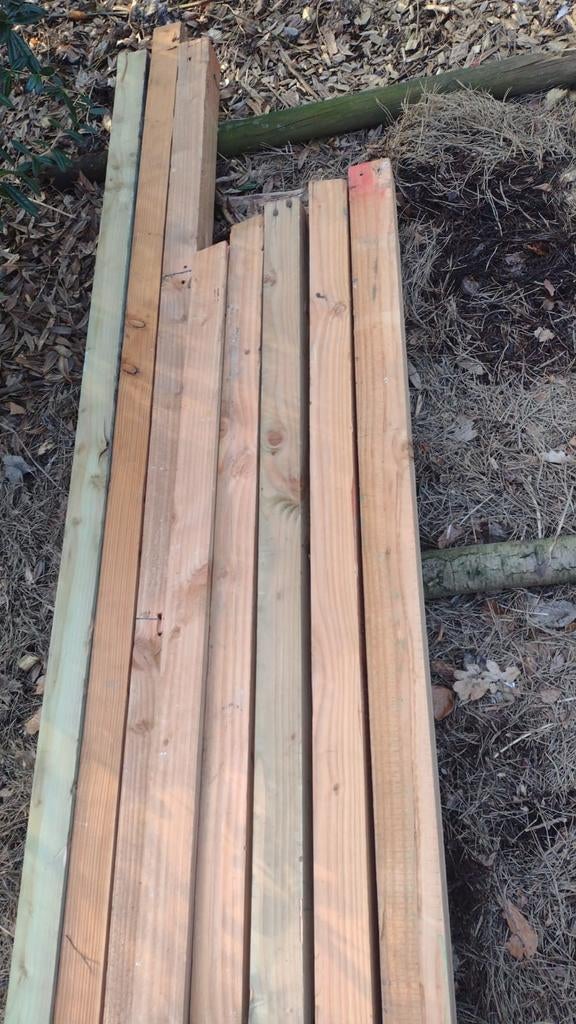 Herbruik keepers 60/70 (11 stuks 2,25m & 2 stuks 2,9m), Doe-het-zelf en Bouw, Hout en Planken, Ophalen