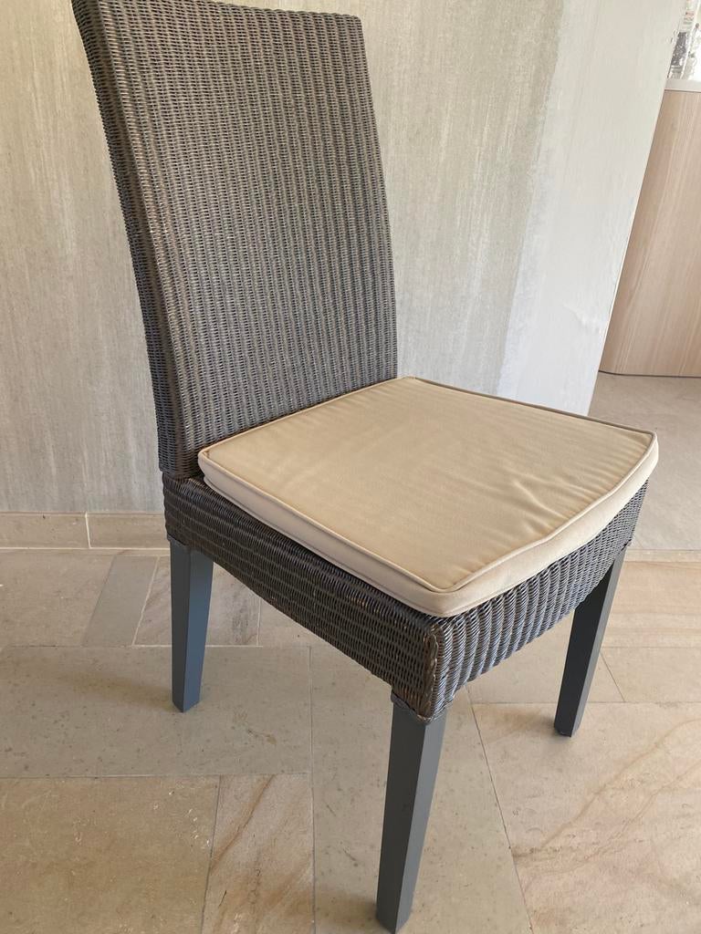 stoelen uit rotan - Loom- kussens incl., Huis en Inrichting, Stoelen, Ophalen, Riet of Rotan, Grijs, Vijf, Zes of meer stoelen