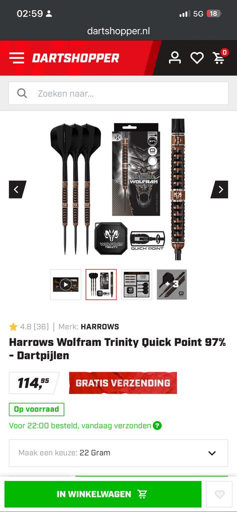 Trinity wolfram darts, Ophalen of Verzenden, Zo goed als nieuw