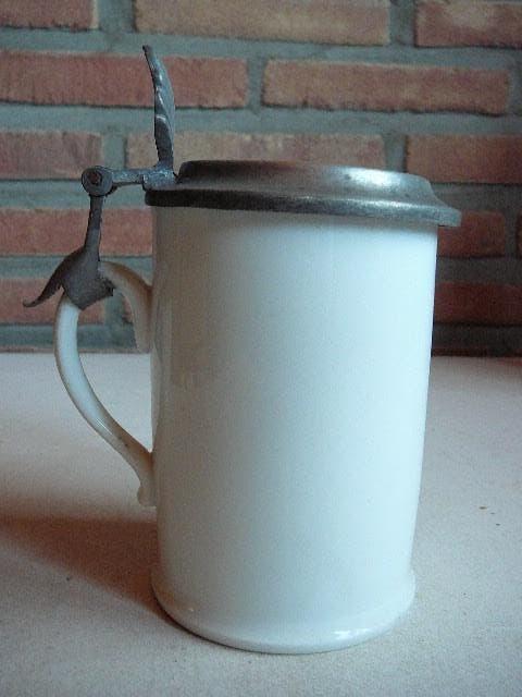 pot à bière Pul avec étain (?) couvercle et initiales, Enlèvement ou Envoi, Utilisé, Chope(s), Autres marques