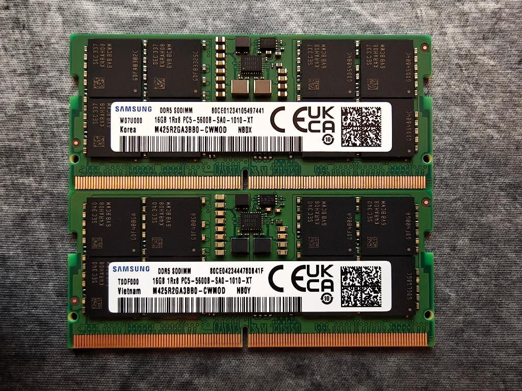 Samsung RAM Sodimm 2x16 = 32Gb 5600Mhz, Computers en Software, 32 GB, Ophalen of Verzenden, Zo goed als nieuw, DDR5
