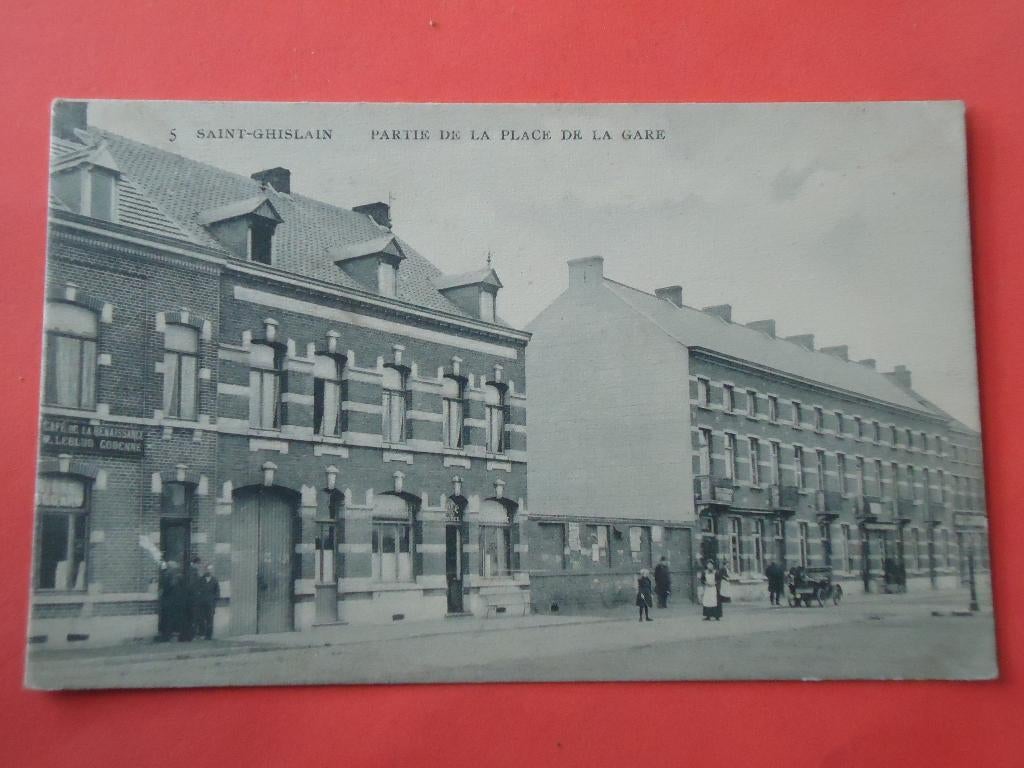 Saint-Ghislain Partie de la Place de la gare, Ophalen of Verzenden, Voor 1920, Gelopen, Henegouwen