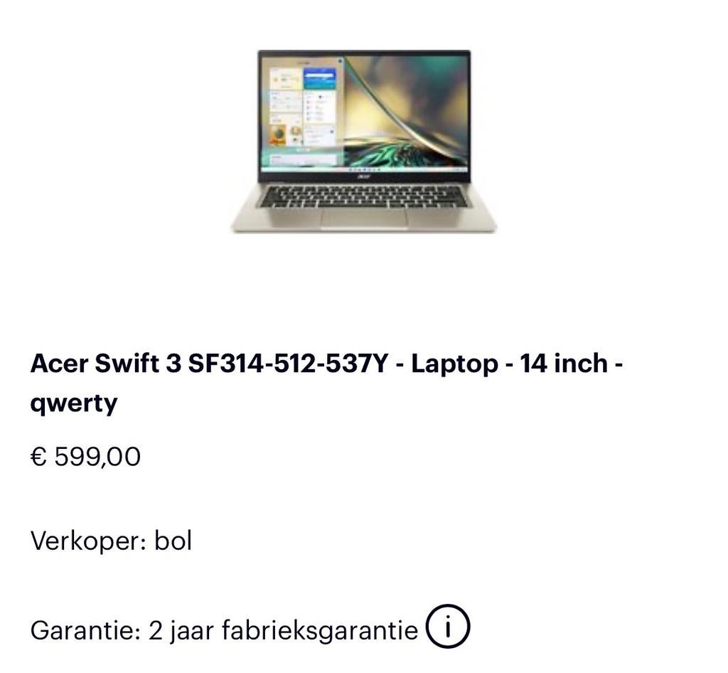 Acer Swift 3, Gebruikt, Met videokaart, Qwerty, 14 inch