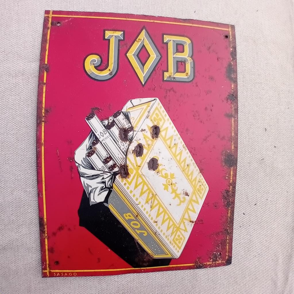 panneau d'affichage en métal rare JOB cigarettes, Collections, Enlèvement ou Envoi, Comme neuf, Panneau publicitaire