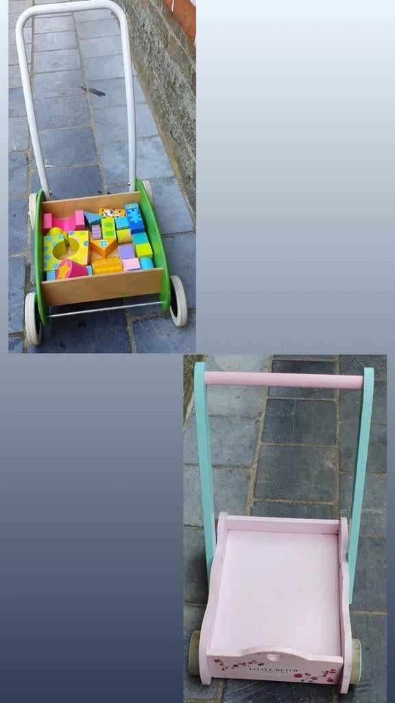 Little Dutch Loopwagen + Blokkenkar & Vintage Maxi-Cosi 2000, Kinderen en Baby's, Speelgoed | Babyspeelgoed, Ophalen of Verzenden