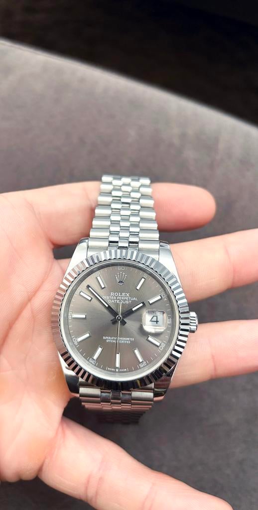 Rolex Datejust Rhodié 41 mm, Enlèvement ou Envoi, Comme neuf, Rolex